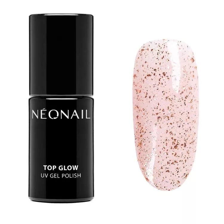 UV Gel Polish 7,2 ml - Top Glow Rose Gold Flakes